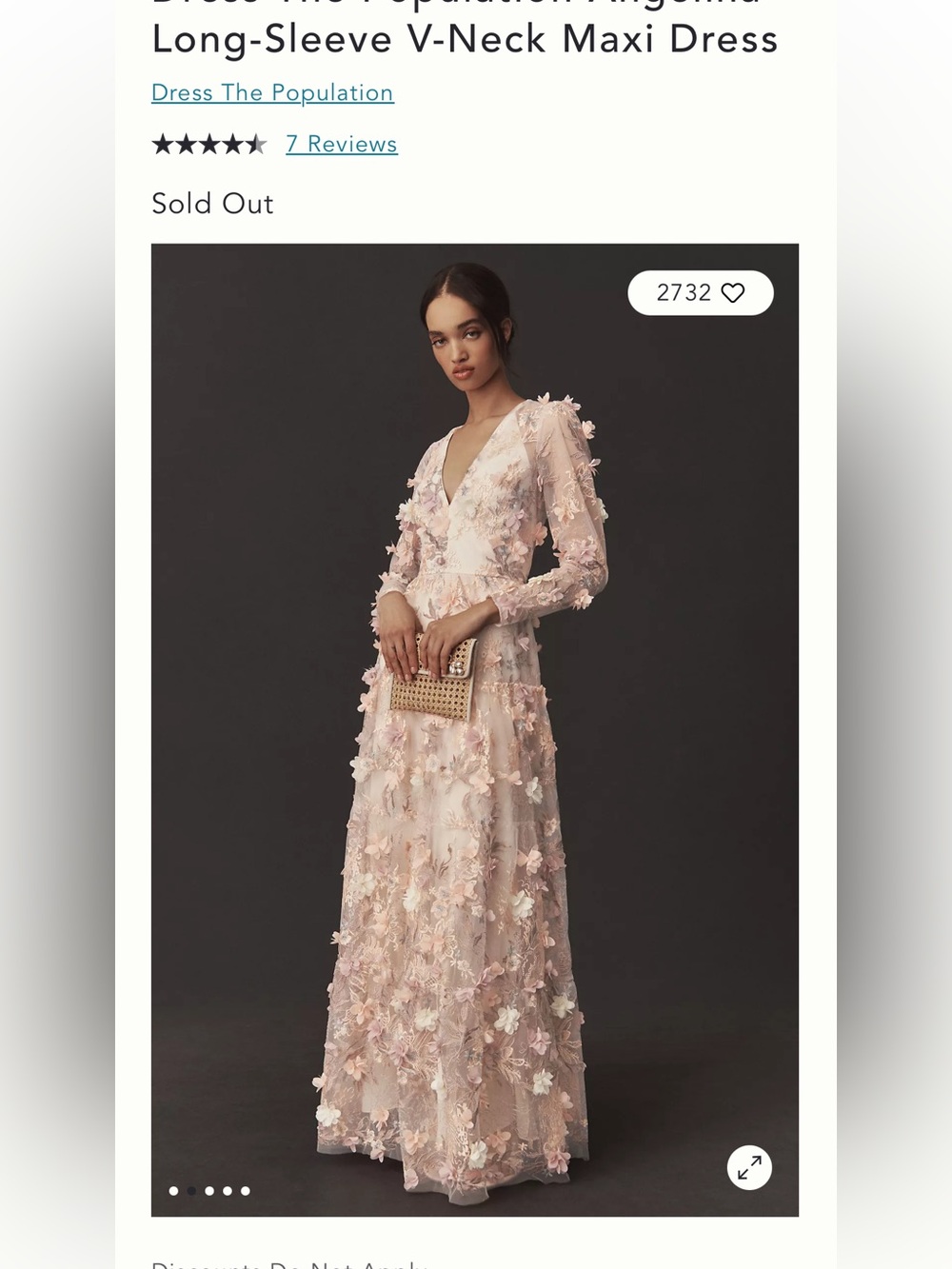 Dress the population Angelina gown size M